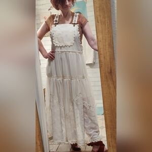 Elegant Cream Lace Maxi Overall Dress ♥️ NWOT